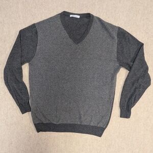 Men's Cashmere And Wool Blend Gray Knit Sweater Size Large